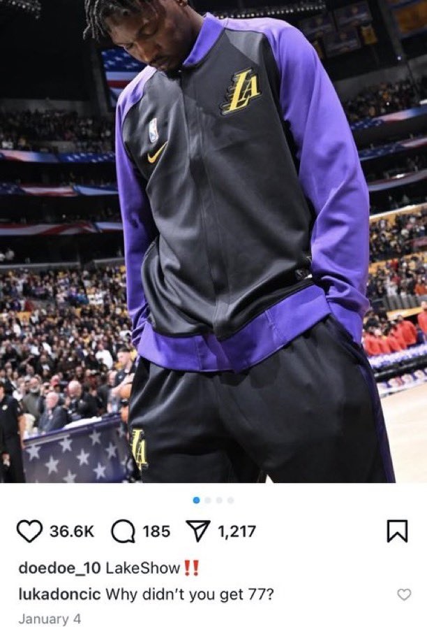  东契奇4周前问DFS为啥不穿77号 后者昨日回复：那是留着给你穿的
